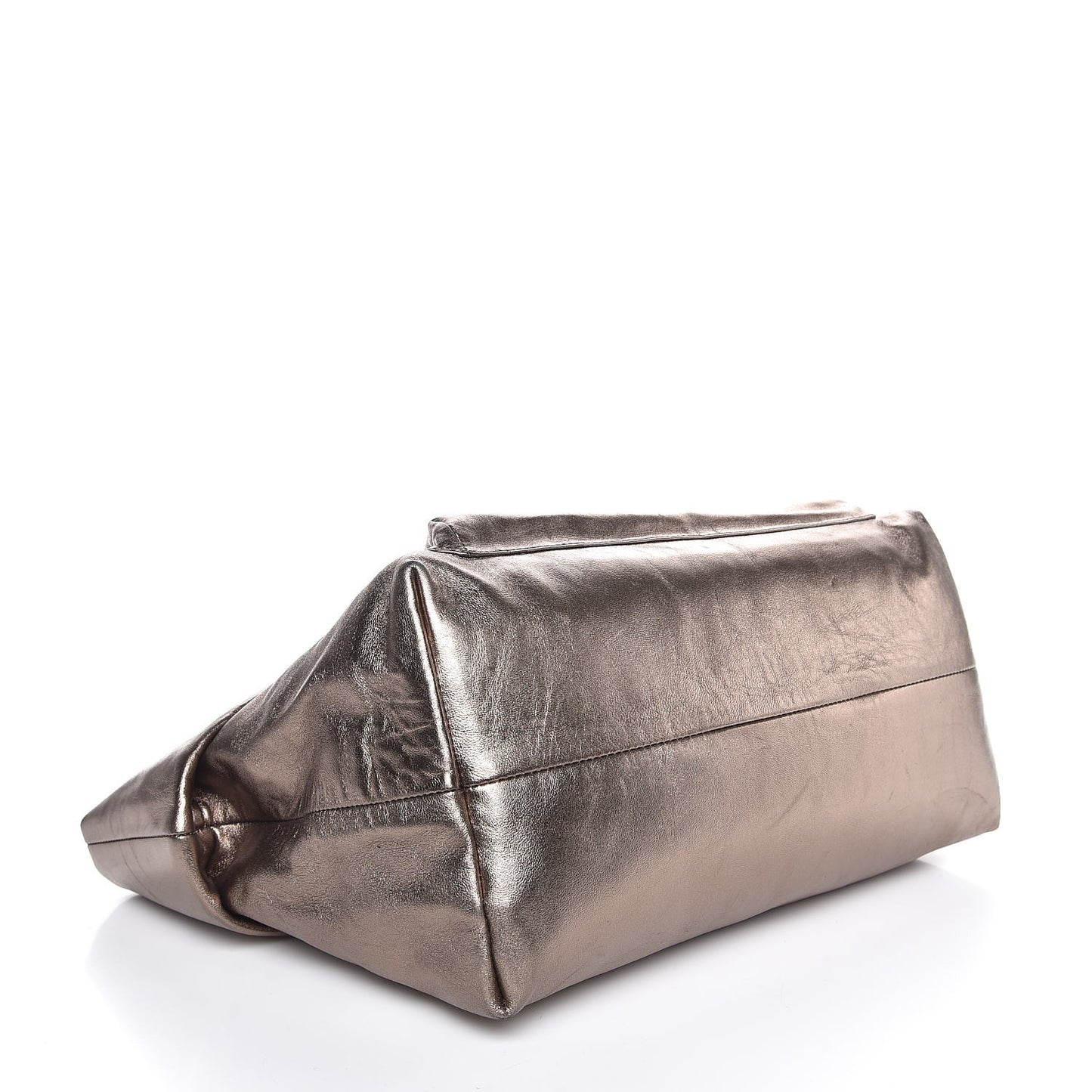 Metallic Calfskin Chain Tote Silver