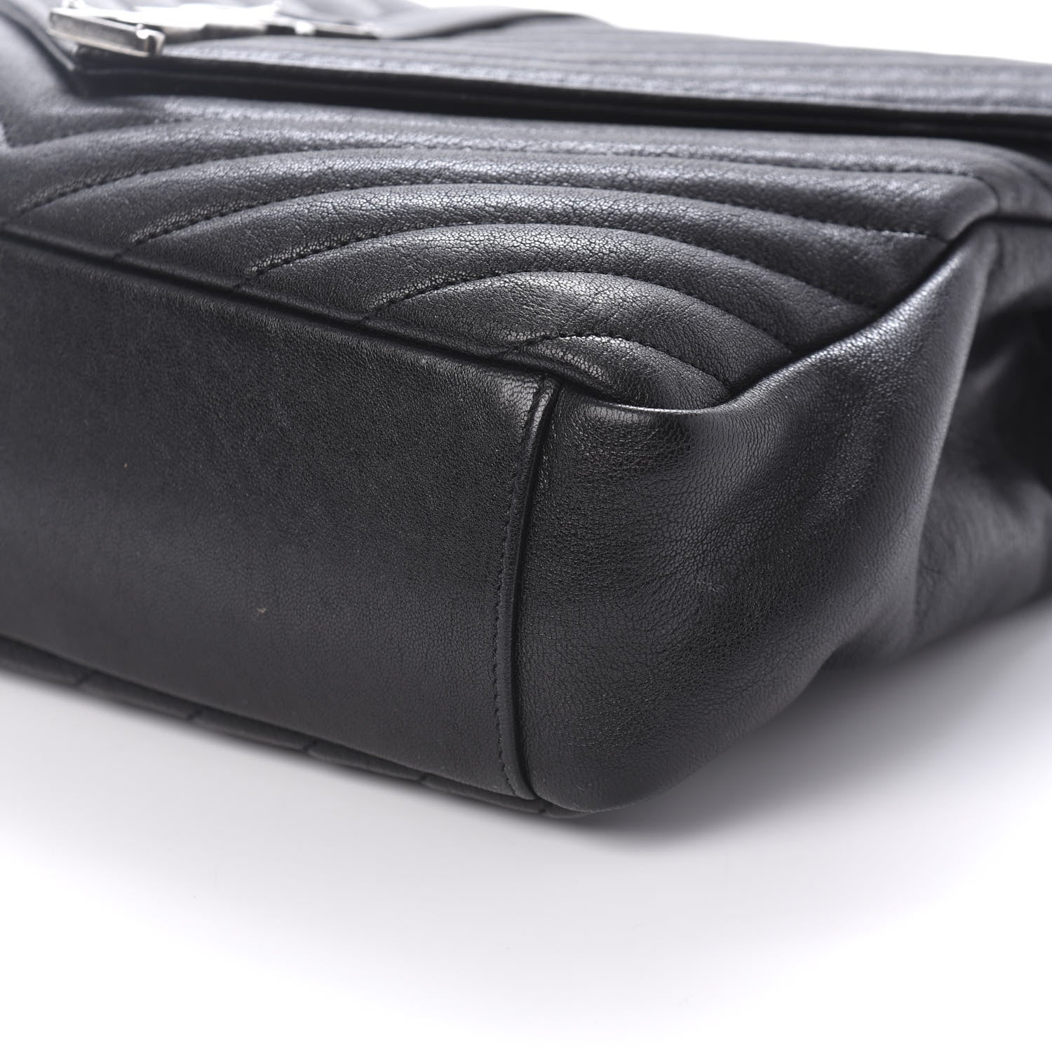 Saint Laurent Sheepskin Matelasse Chevron Monogram Large College Satchel Black 7 of 9