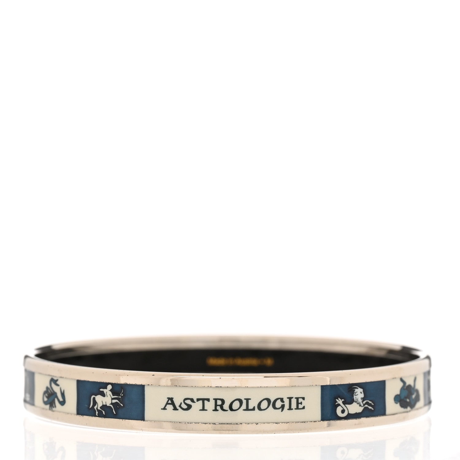 Hermes Enamel Printed Narrow Astrologie Nouvelle Bracelet 70 White Navy 3 of 5