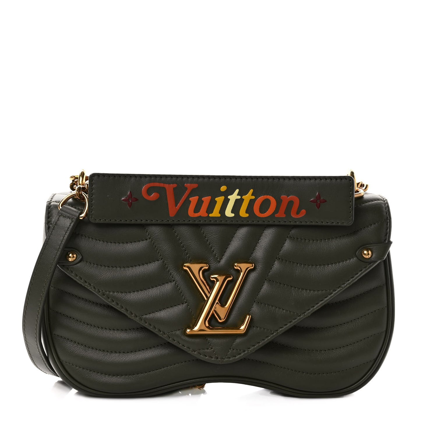 Calfskin New Wave Chain MM Kaki