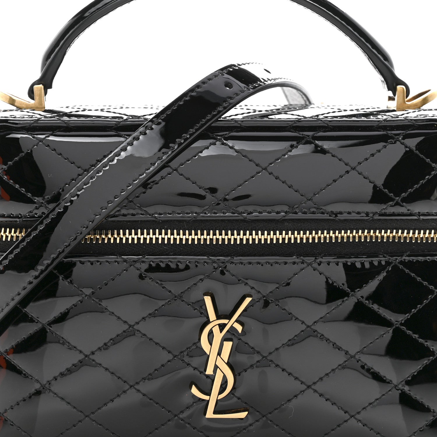 Saint Laurent Patent Quilted Gaby Vanity Bag Black 8 of 12