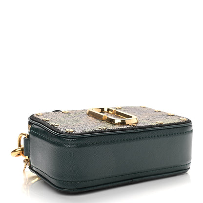 Marc Jacobs Saffiano Sequin Camouflage Stud Snapshot Camera Bag Green Gold 4 of 10