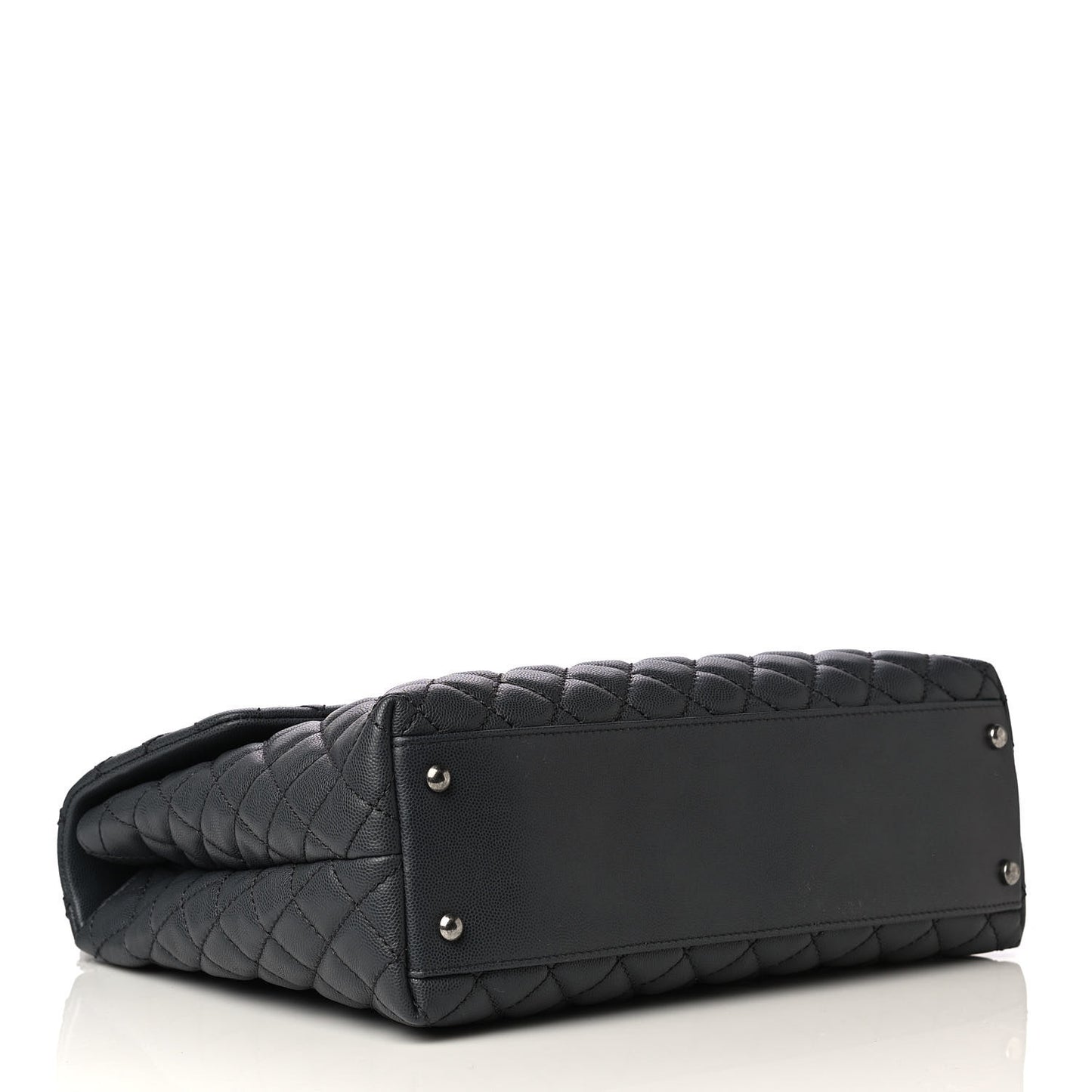 Caviar Quilted Large Coco Handle Flap Grey
