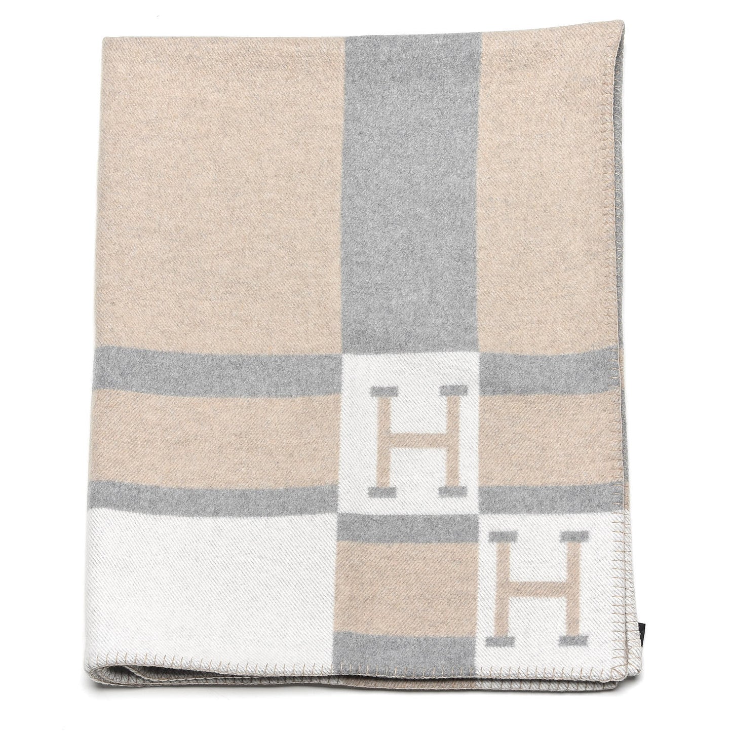 Wool Cashmere Avalon Bayadere Throw Blanket Natural
