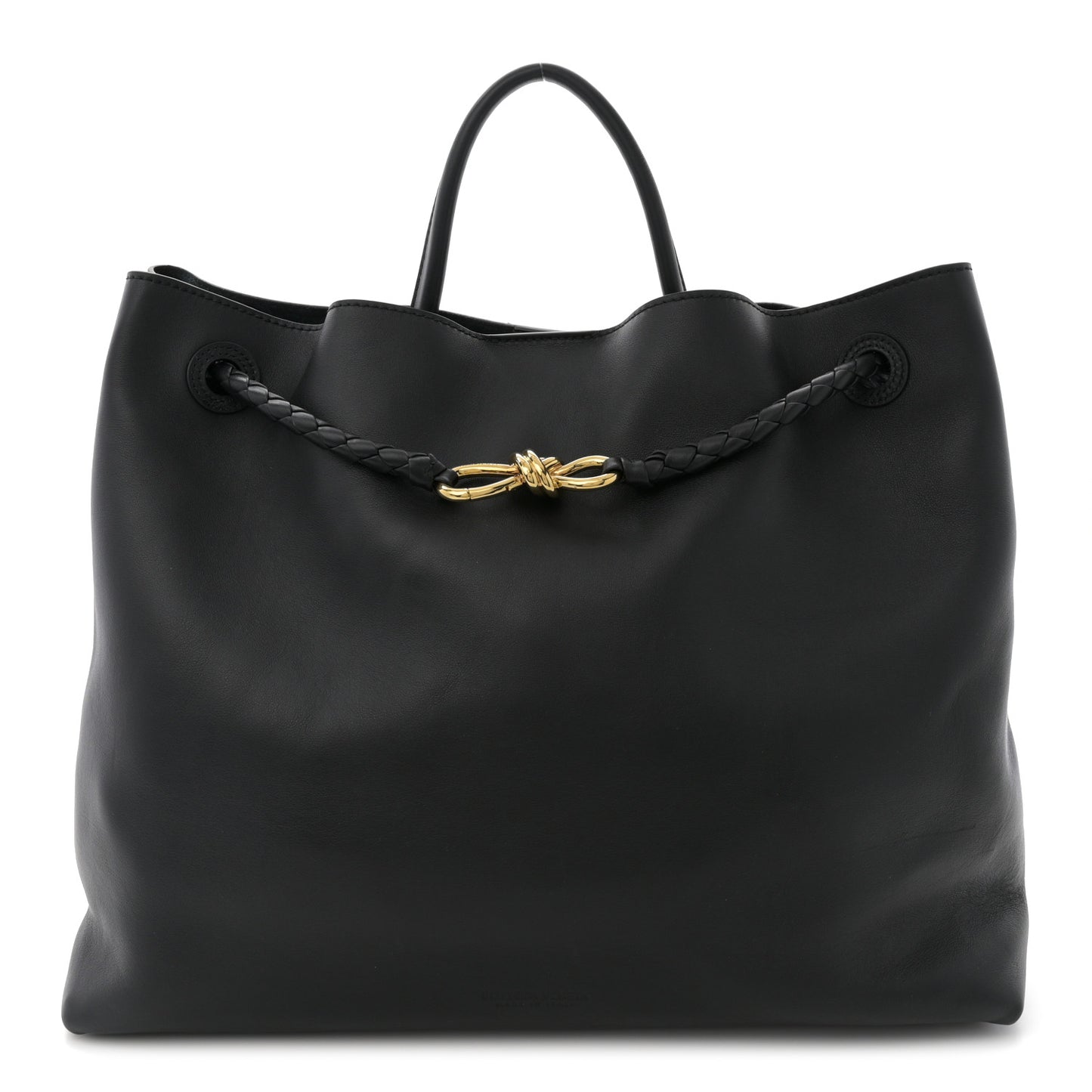 Silky Calfskin Large Andiamo Shoulder Bag Black