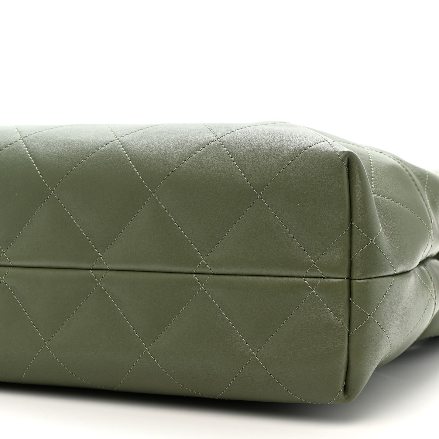 Calfskin Stitched Shopping Bag Khaki