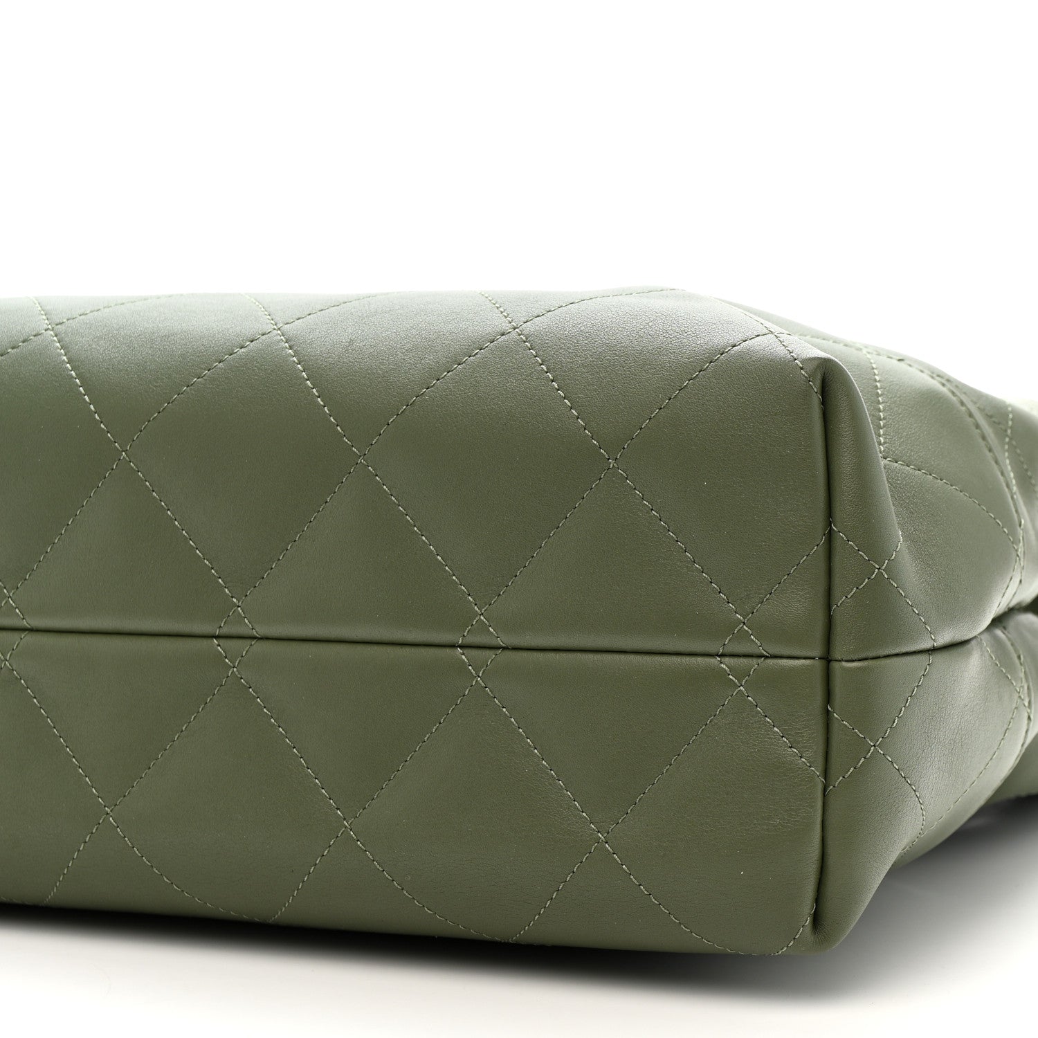 Chanel Calfskin Stitched Shopping Bag Khaki 10 of 10