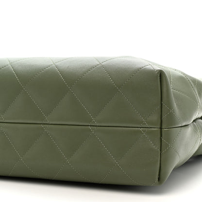 Chanel Calfskin Stitched Shopping Bag Khaki 10 of 10