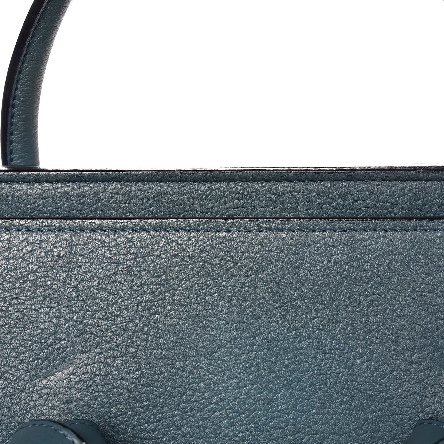 Grained Calfskin Small Tie Knot Tote Denim