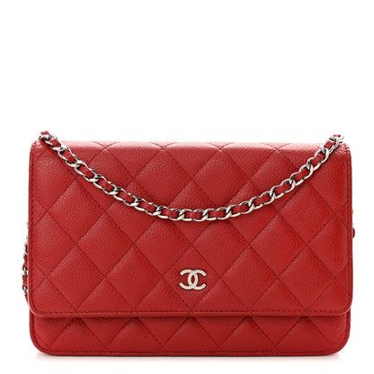 Chanel Caviar Quilted Wallet on Chain WOC Red 1 of 11