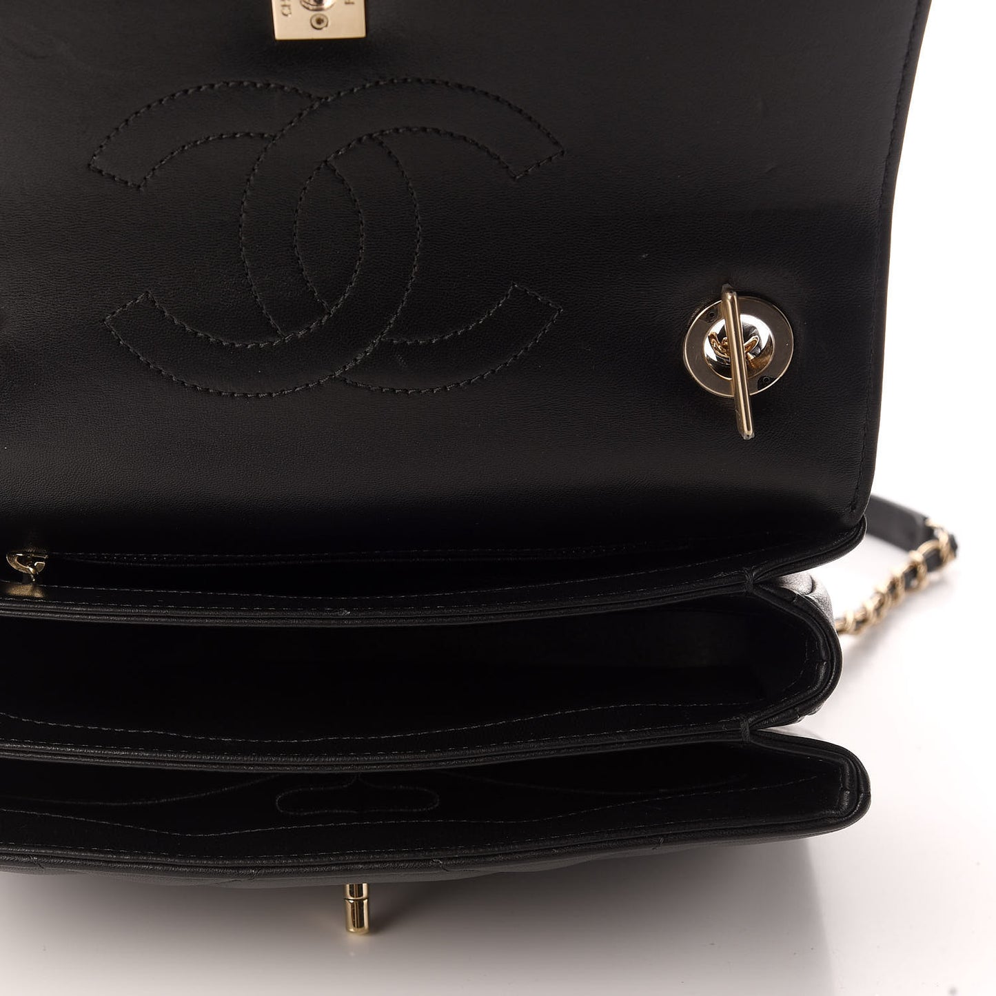 Lambskin Quilted Small Trendy CC Dual Handle Flap Bag Black