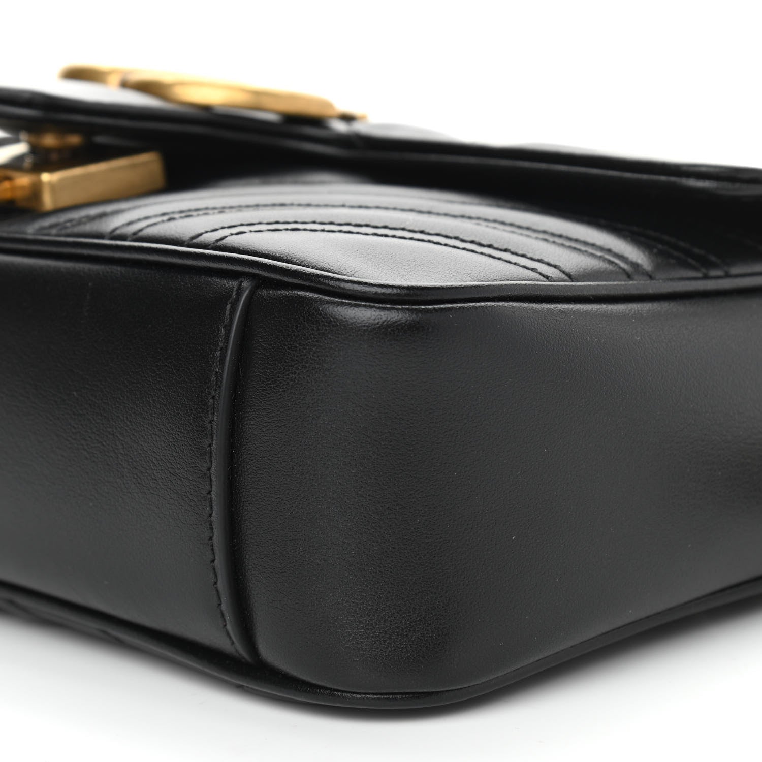 Gucci Calfskin Matelasse Mini GG Marmont Shoulder Bag Black 9 of 15