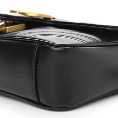 Gucci Calfskin Matelasse Mini GG Marmont Shoulder Bag Black 9 of 15