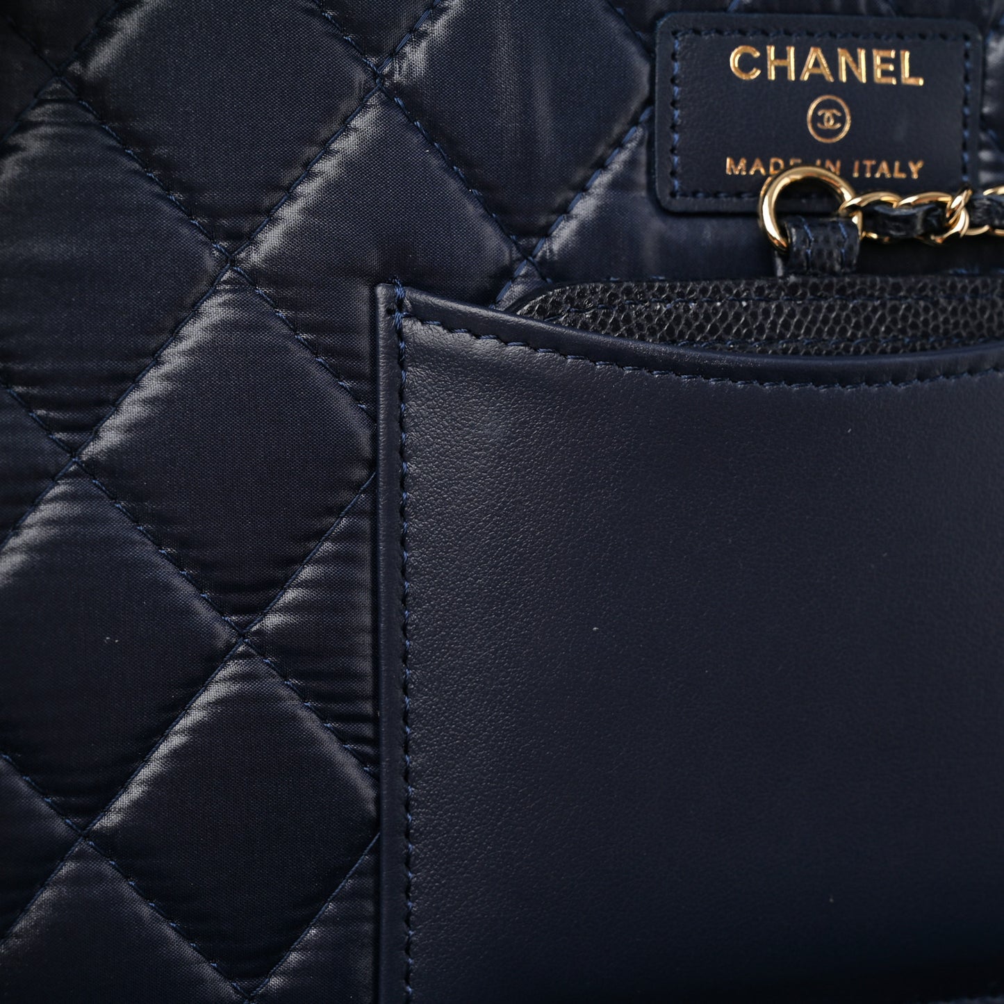 Caviar Quilted Large Vanity Pouch Navy