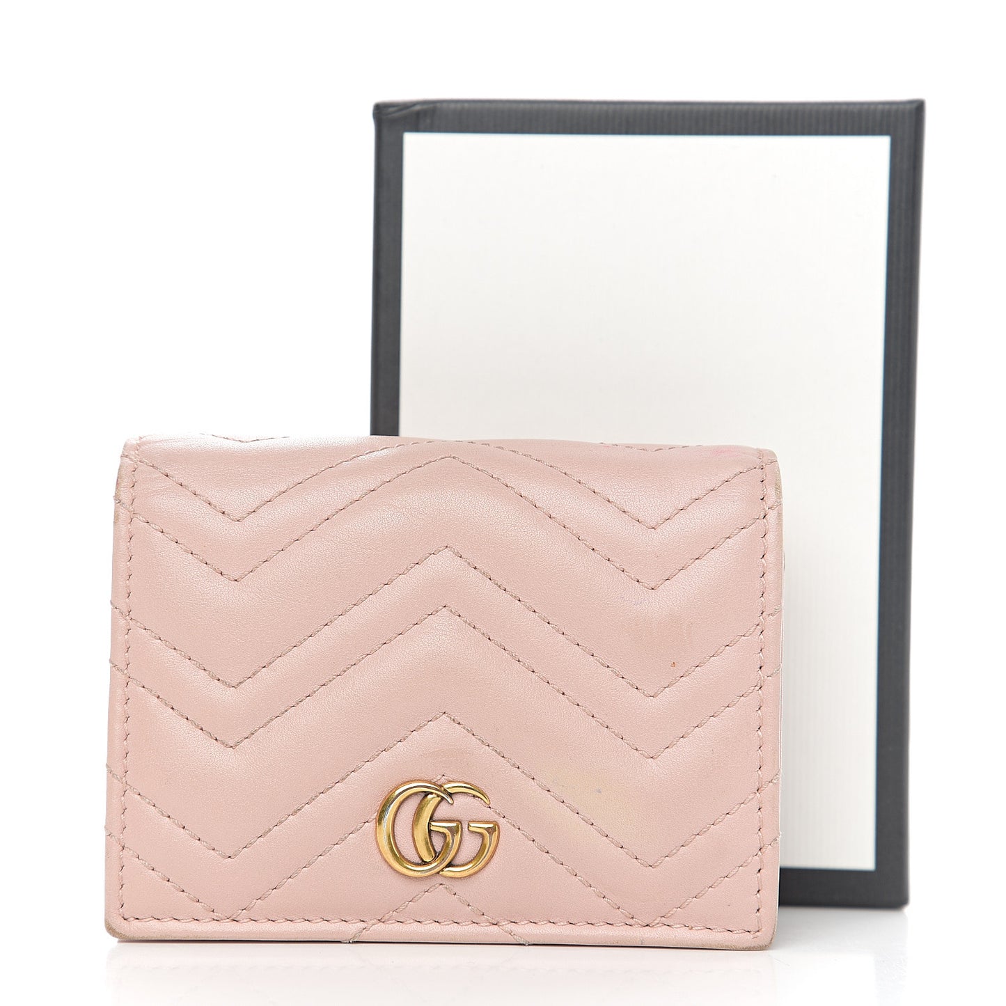 Calfskin Matelasse GG Marmont Card Case Wallet Perfect Pink