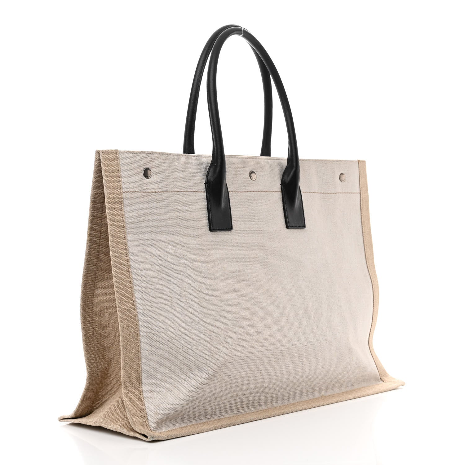 Saint Laurent Linen Calfskin Rive Gauche Tote Optic White 3 of 17