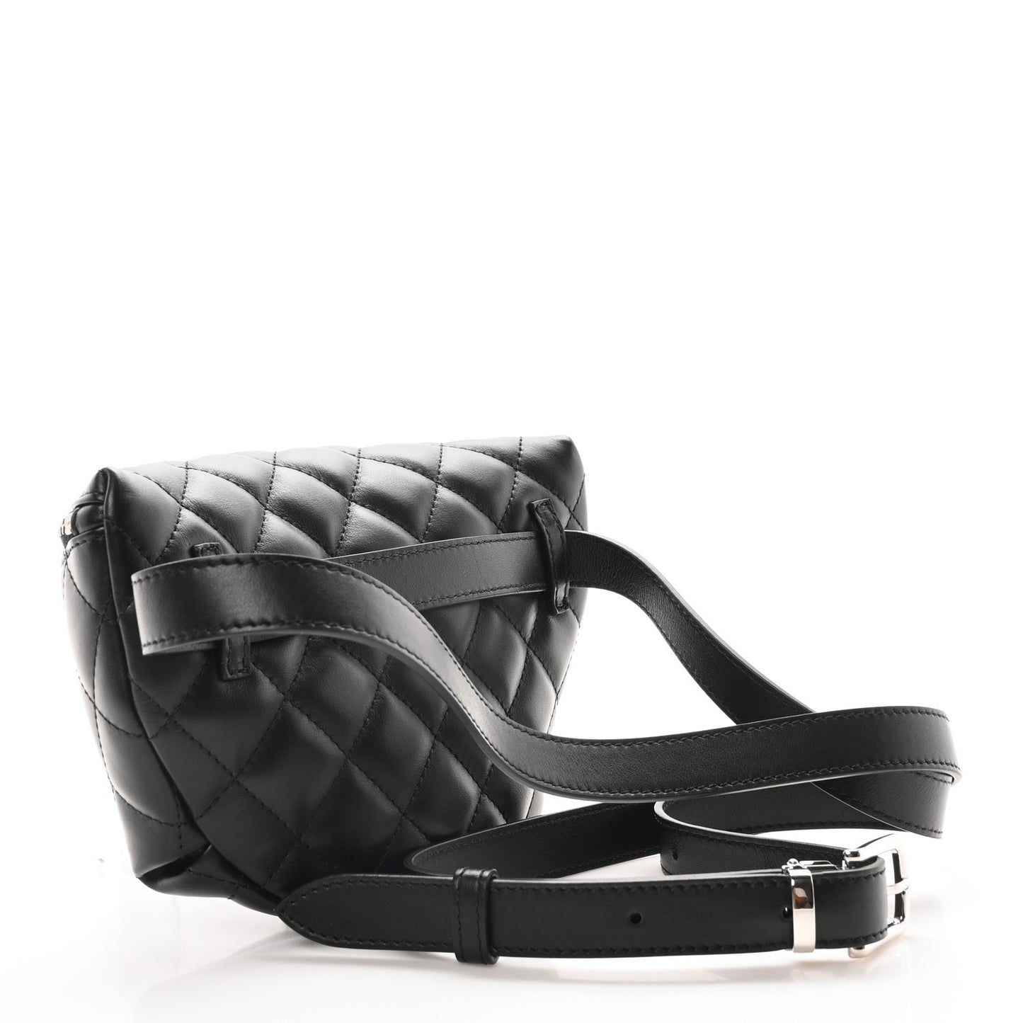 Lambskin Quilted Waist Belt Bag Black