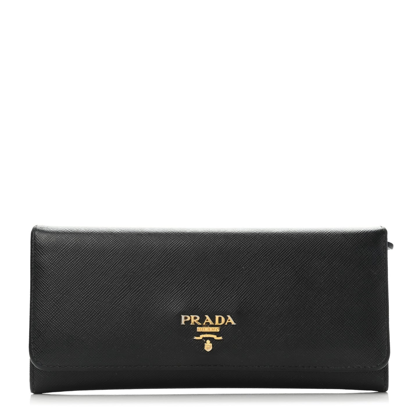 Saffiano Metal Continental Flap Wallet Black