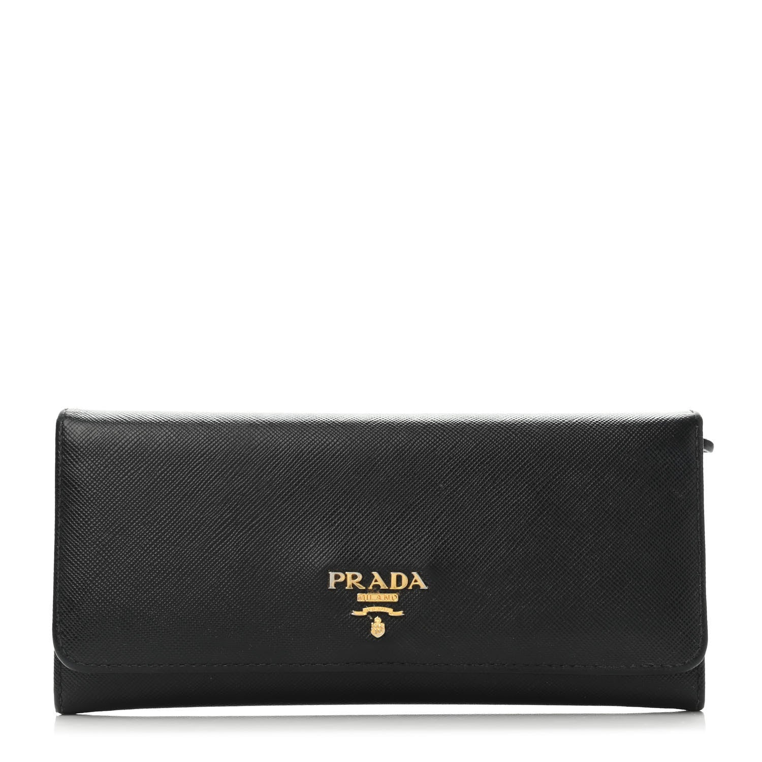 Prada Saffiano Metal Continental Flap Wallet Black 1 of 6
