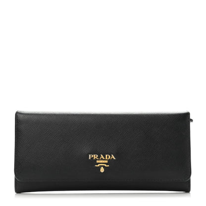 Prada Saffiano Metal Continental Flap Wallet Black 1 of 6