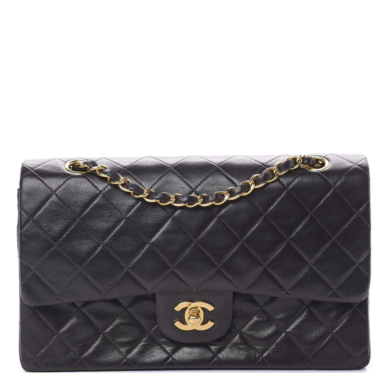 Chanel Lambskin Quilted Medium Double Flap Black 1 of 15