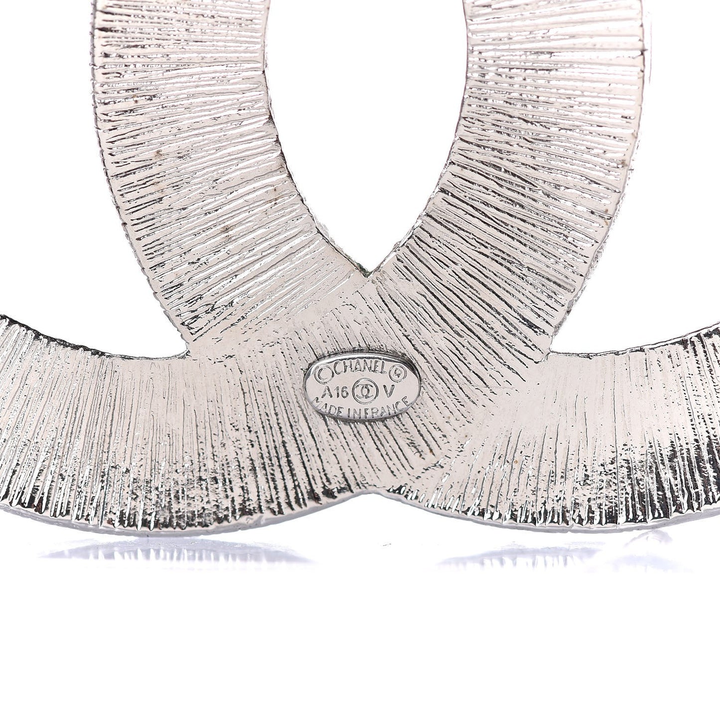 Baguette Crystal CC Brooch Silver