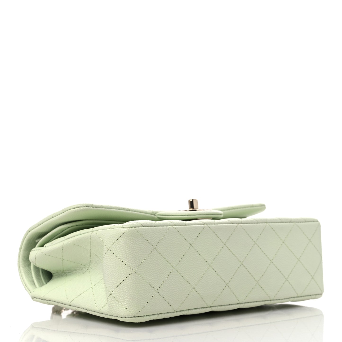 Caviar Quilted Small Double Flap Light Green
