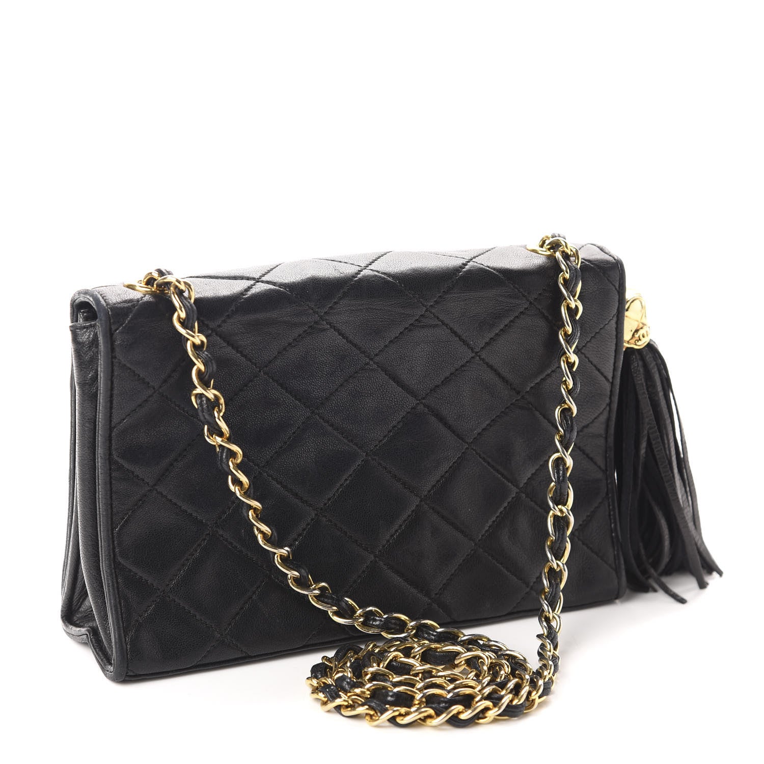 Chanel Lambskin Quilted Small Tassel Single Flap Black 3 of 11
