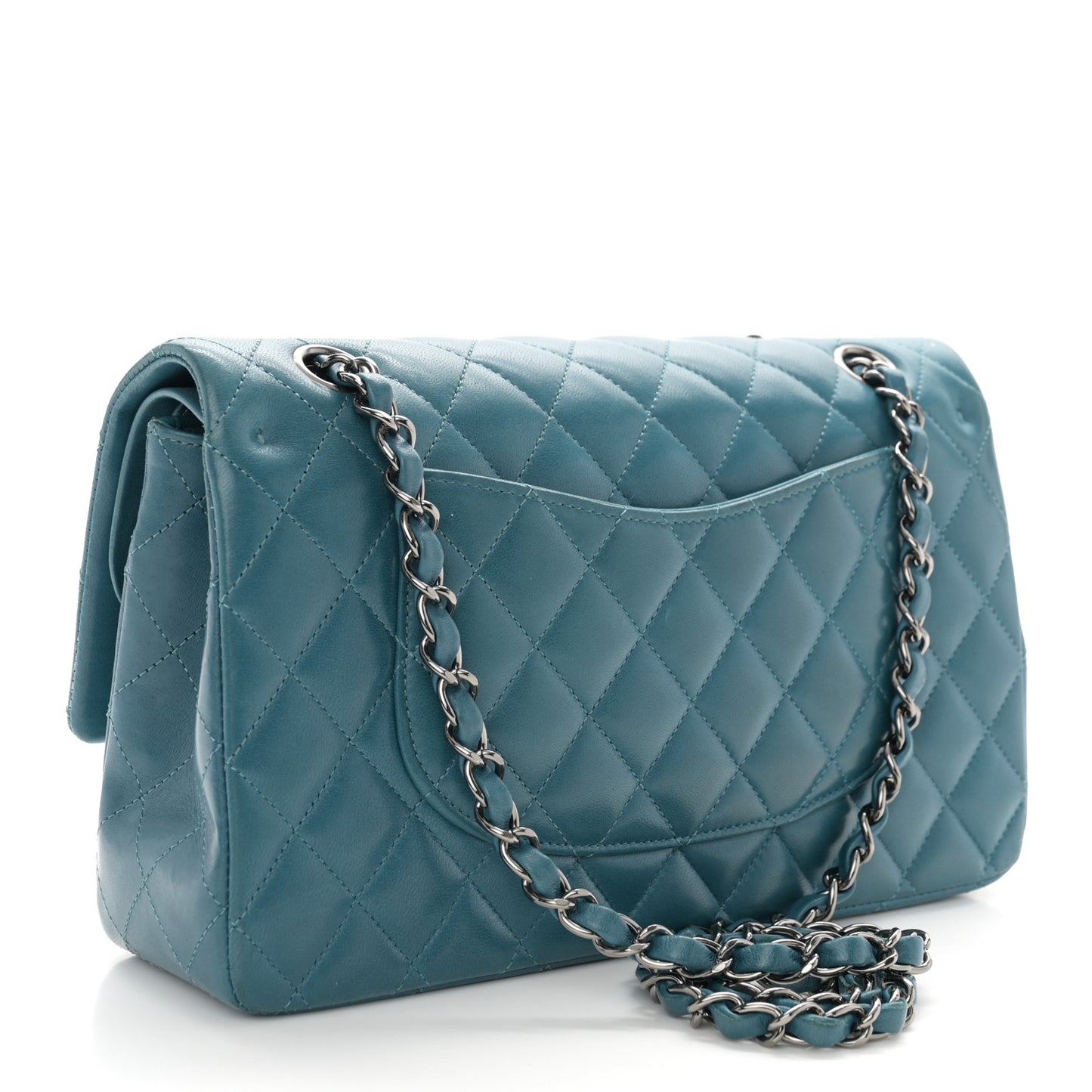 Lambskin Medium Double Flap Turquoise