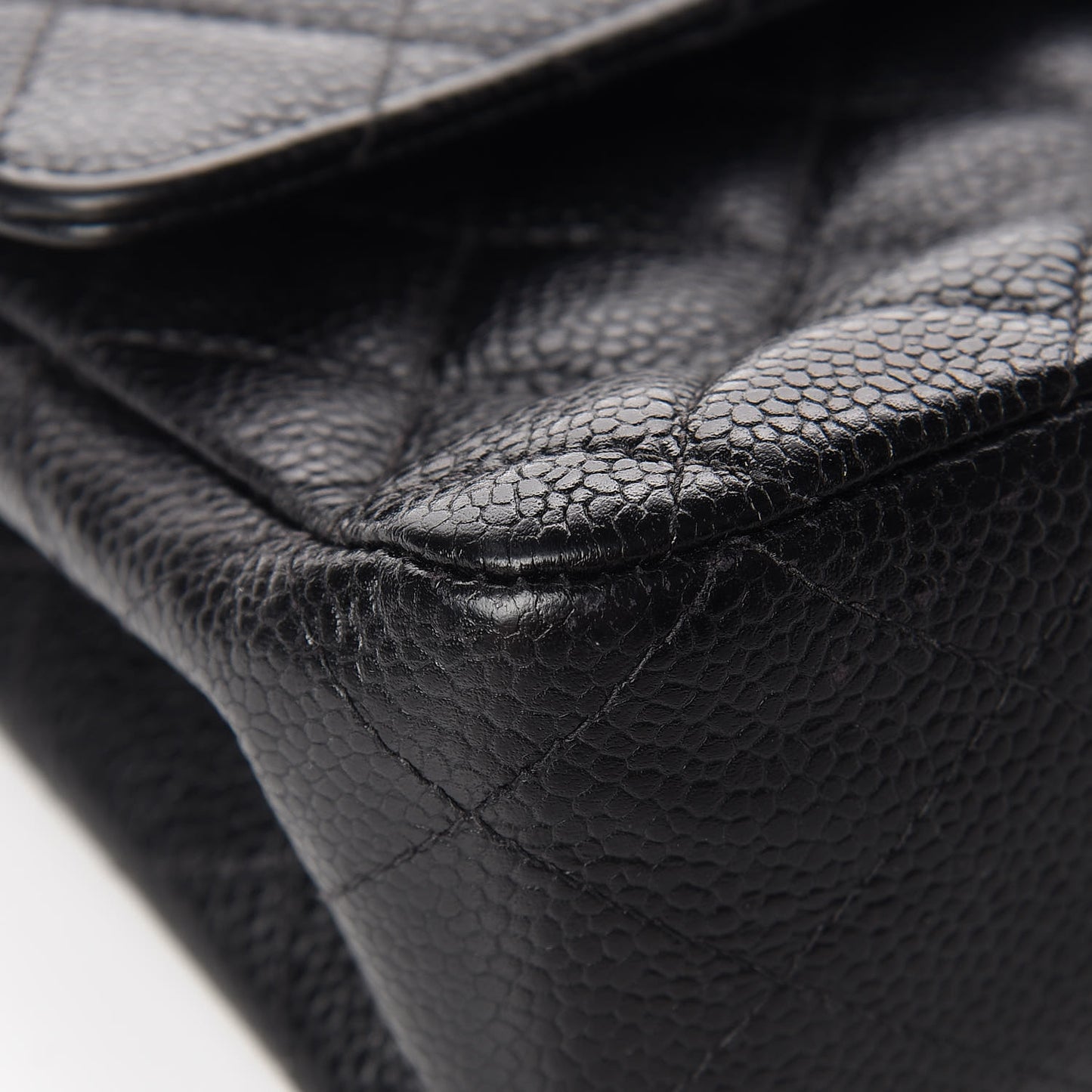 Caviar Quilted Medium Double Flap Black