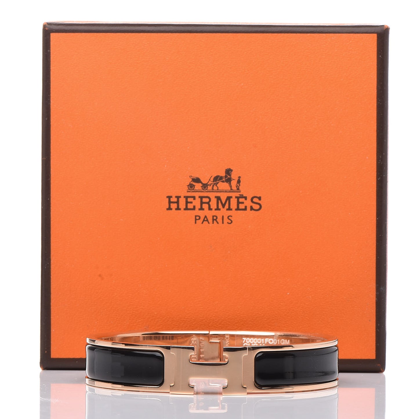 Enamel Narrow Clic Clac H Bracelet GM Black