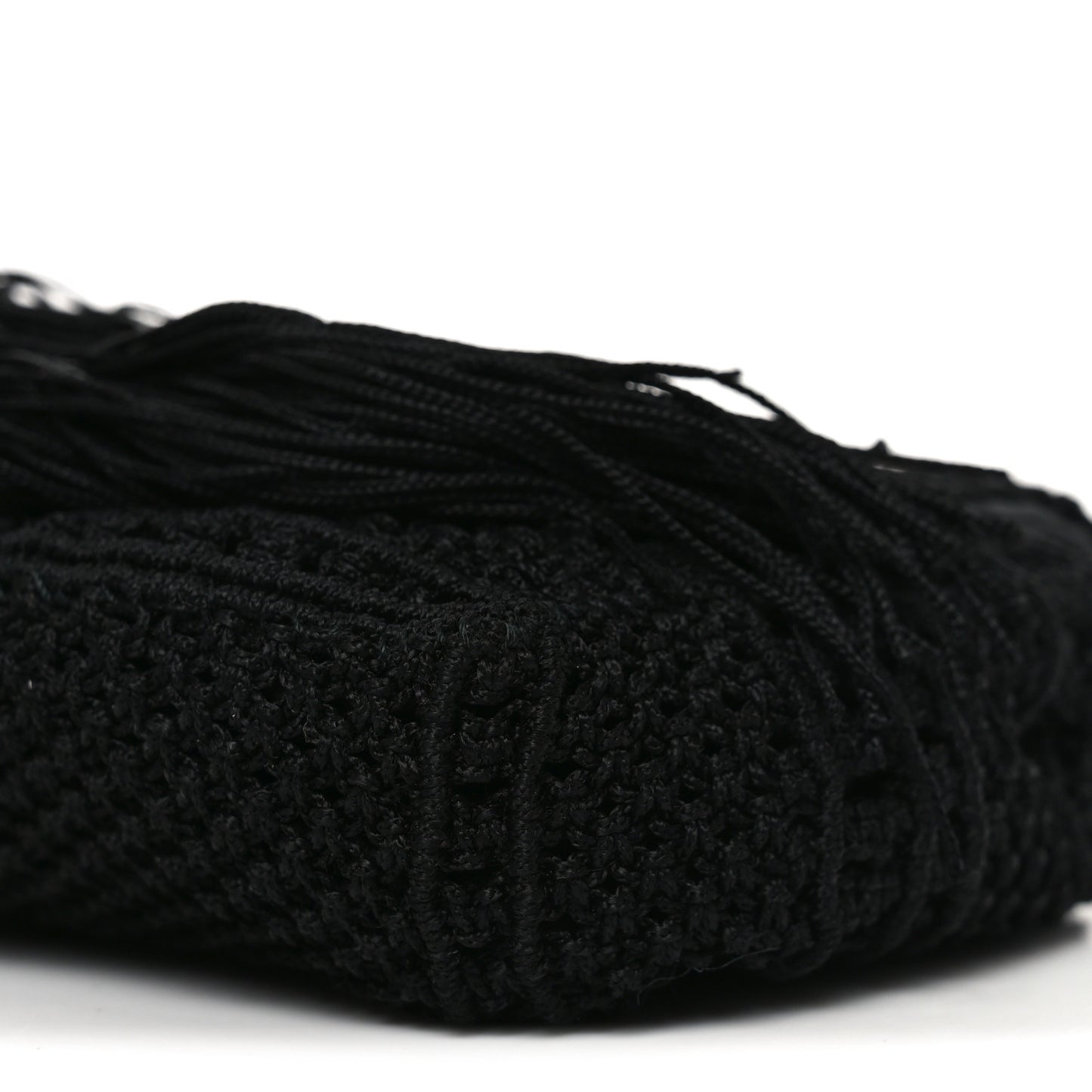Calfskin Crochet Baby Monogram Chain Satchel Black