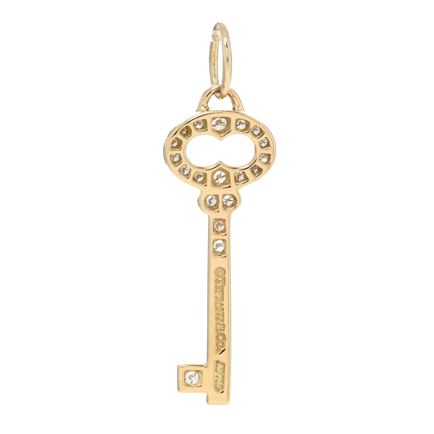 Tiffany 18K Yellow Gold Diamond Mini Vintage Oval Key Pendant 4 of 5