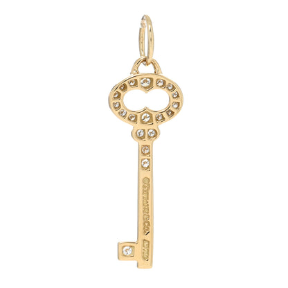 Tiffany 18K Yellow Gold Diamond Mini Vintage Oval Key Pendant 4 of 5