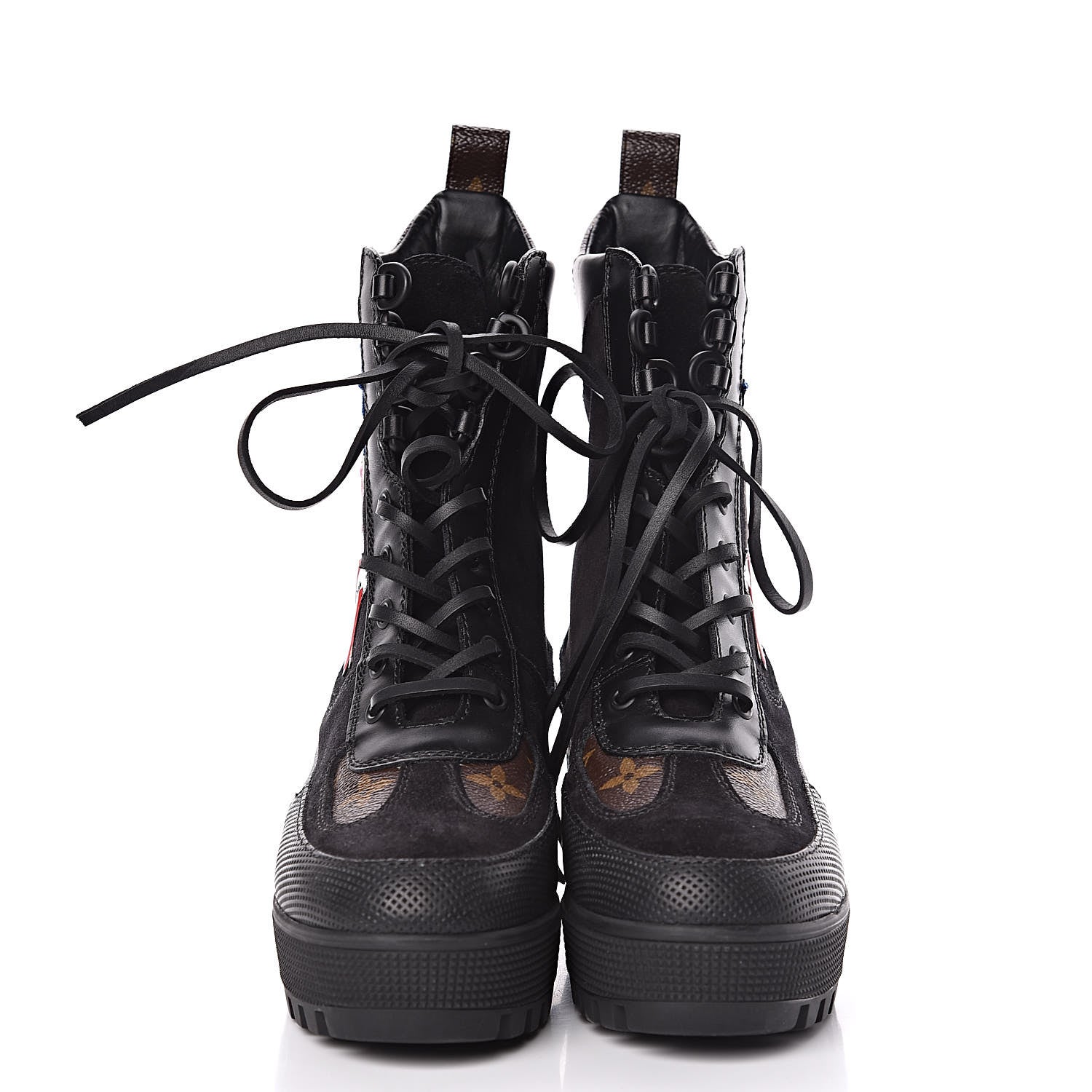 Louis Vuitton Suede Calfskin Monogram LV Black Heart Laureate Platform Desert Boots 36.5 Black 2 of 8