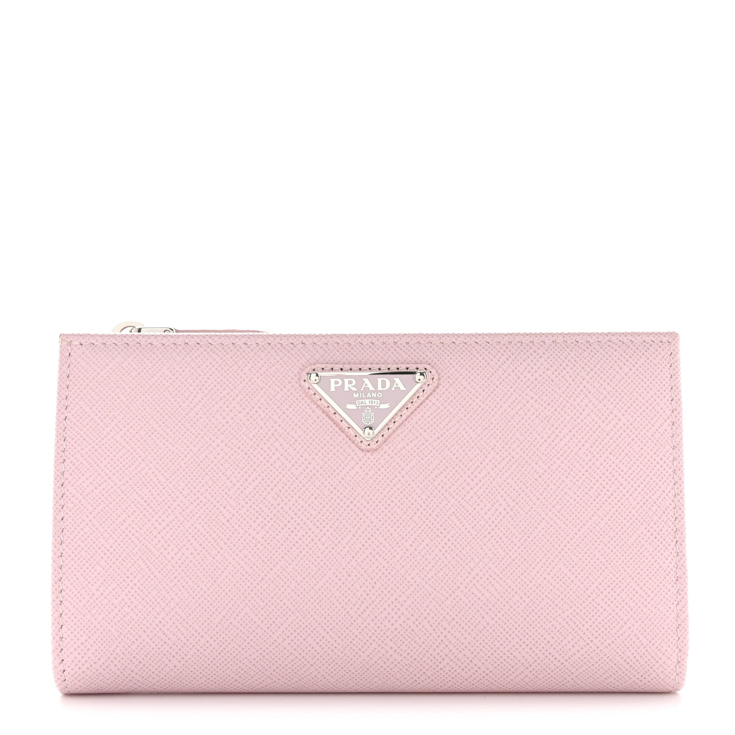 Prada Saffiano Triangle Continental Zip Wallet Alabastro 1 of 7