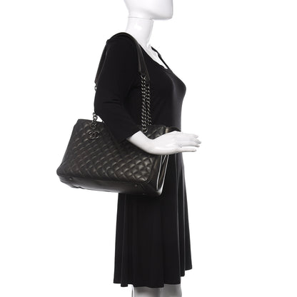 Chanel Metallic Goatskin Quilted Medium Rock In Rome Tote Charcoal 2 of 11