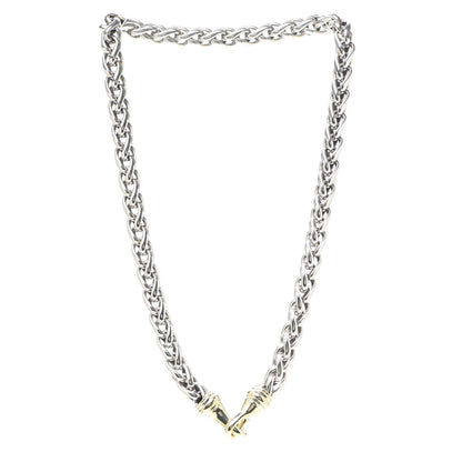 David Yurman Sterling Silver 14K Yellow Gold 8mm Wheat Chain Necklace 3 of 4
