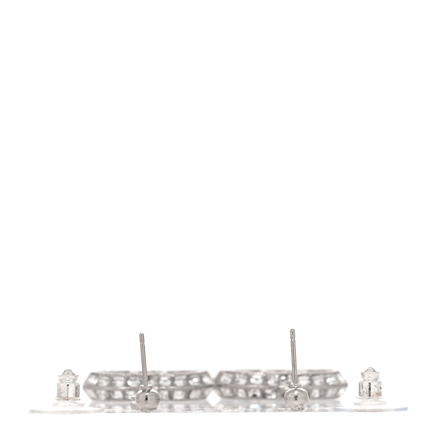 Baguette Crystal CC Drop Earrings Silver