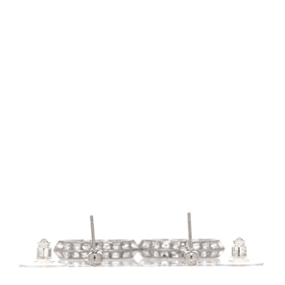 Chanel Baguette Crystal CC Drop Earrings Silver 3 of 4
