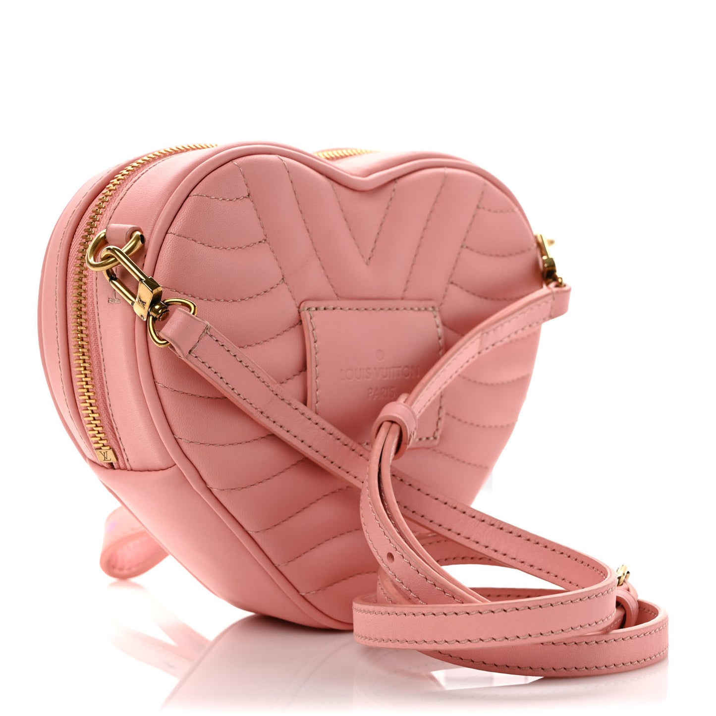 Calfskin Embellished New Wave Love Lock Heart Bag Rose Pomettes