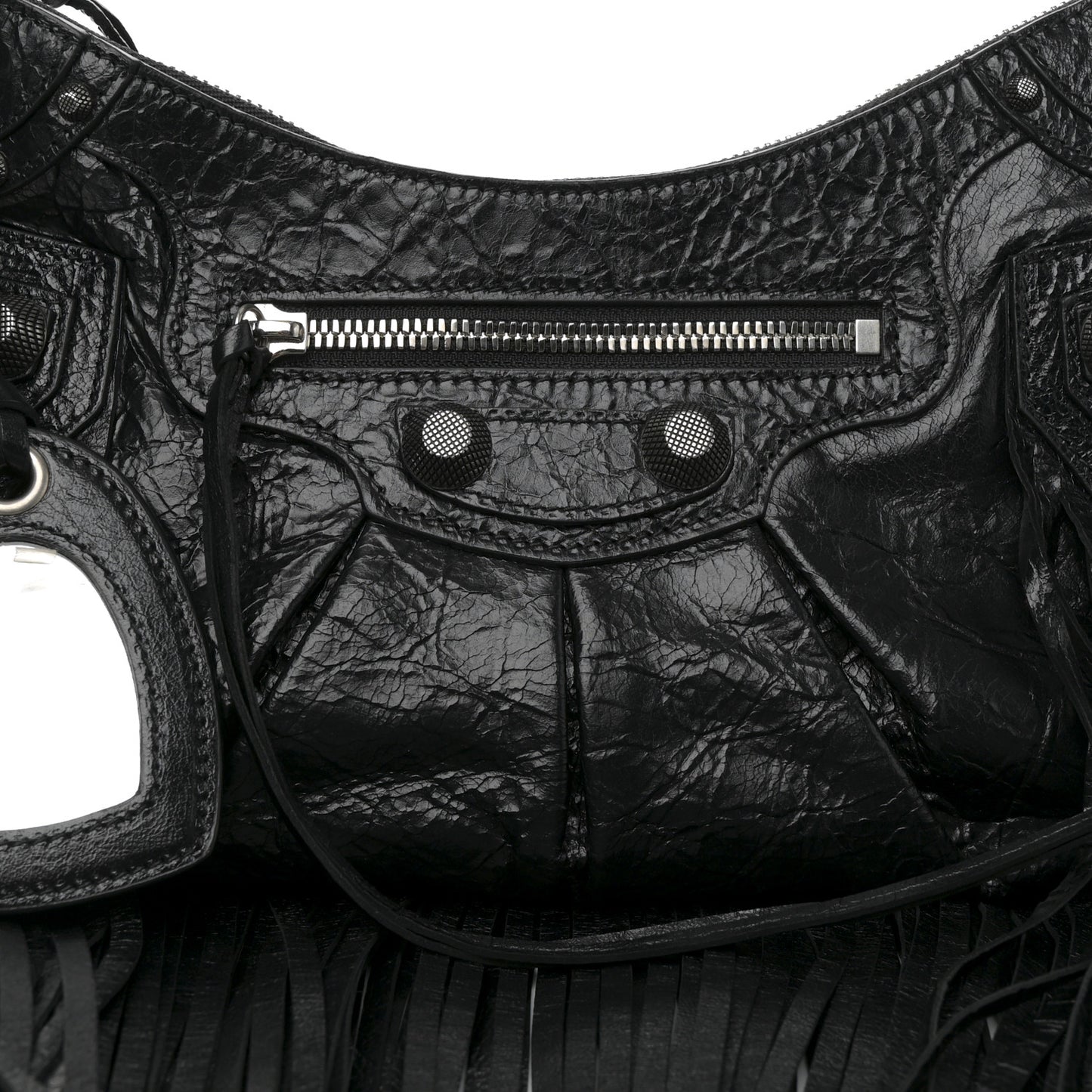 Agneau Arena Small Le Cagole Fringe Shoulder Bag Black