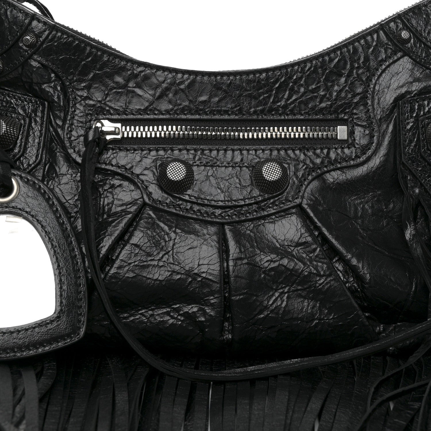 Balenciaga Agneau Arena Small Le Cagole Fringe Shoulder Bag Black 7 of 9