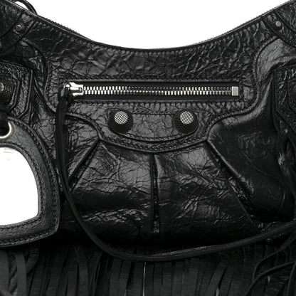 Balenciaga Agneau Arena Small Le Cagole Fringe Shoulder Bag Black 7 of 9