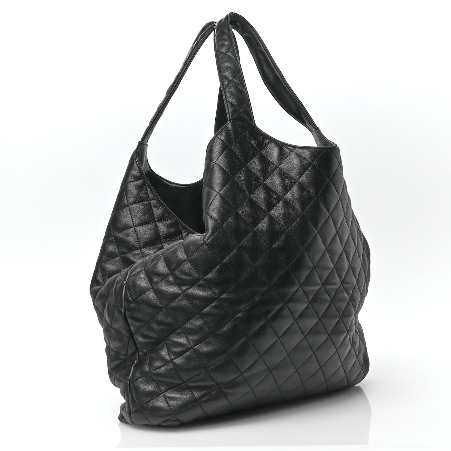 Lambskin Quilted Maxi Icare Shopping Tote Black