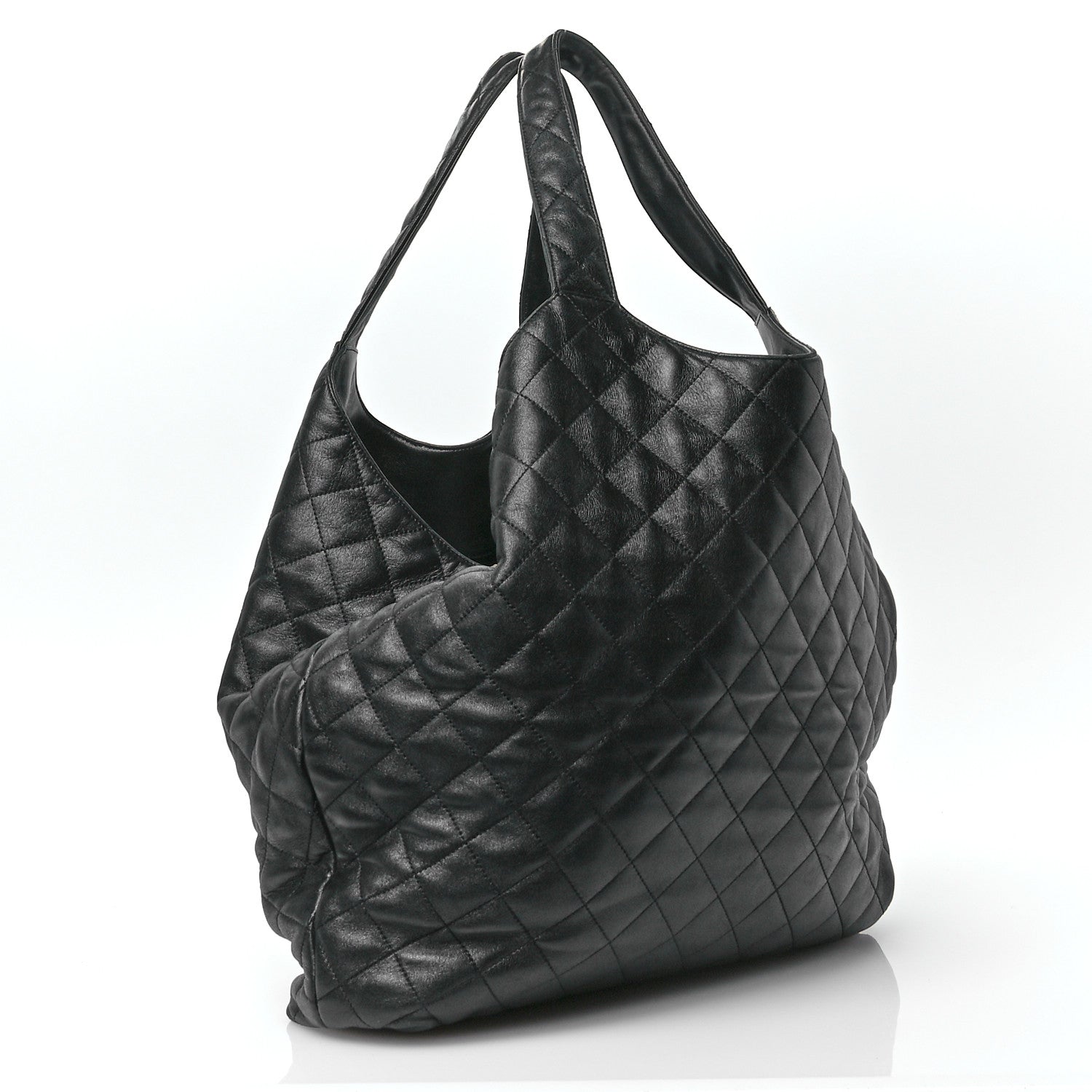 Saint Laurent Lambskin Quilted Maxi Icare Shopping Tote Black 4 of 12