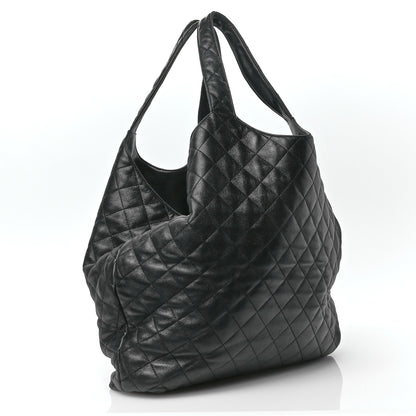 Saint Laurent Lambskin Quilted Maxi Icare Shopping Tote Black 4 of 12