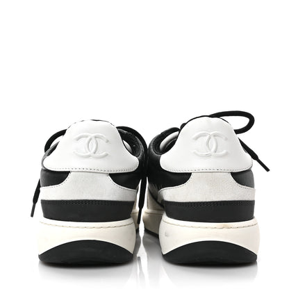 Chanel Lambskin Suede Calfskin Sneakers 39.5 Black White 5 of 8