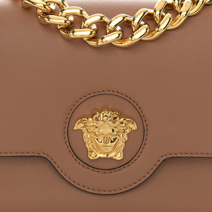Versace Grained Calfskin La Medusa Chain Clutch Bag Brown 8 of 11