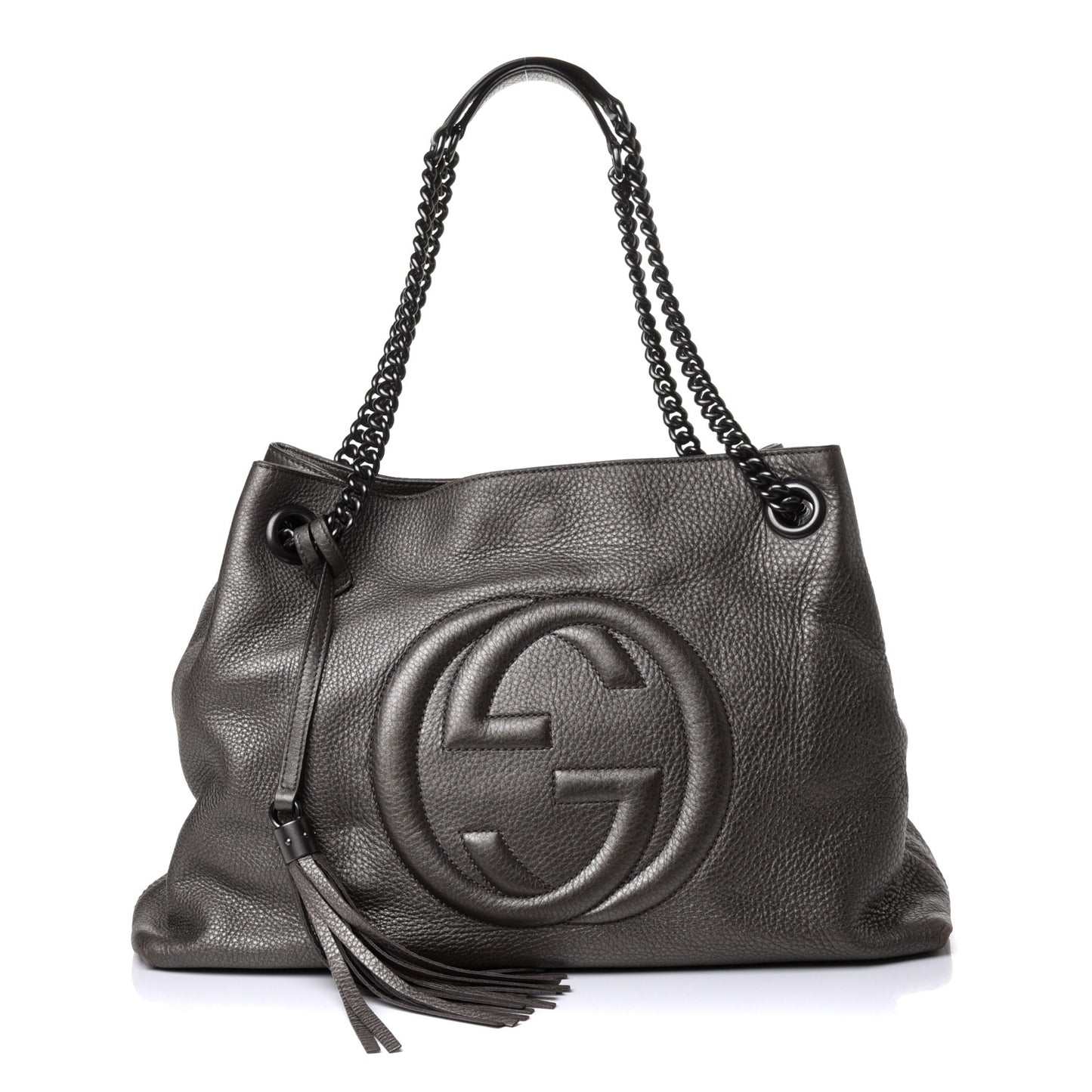 Metallic Pebbled Calfskin Medium Soho Chain Shoulder Bag Sasso